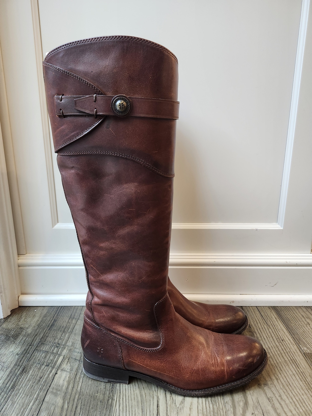 Frye Molly Button Tall Boots 9 Redwood Leather Riding Equestrian - Picture 3 of 11